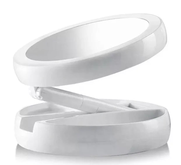 Espelho de maquiagem aumenta 10x luz dupla Led USB