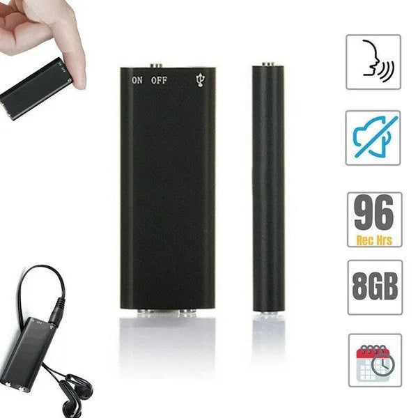 Gravador de voz profissional de 8 GB, mini áudio digital