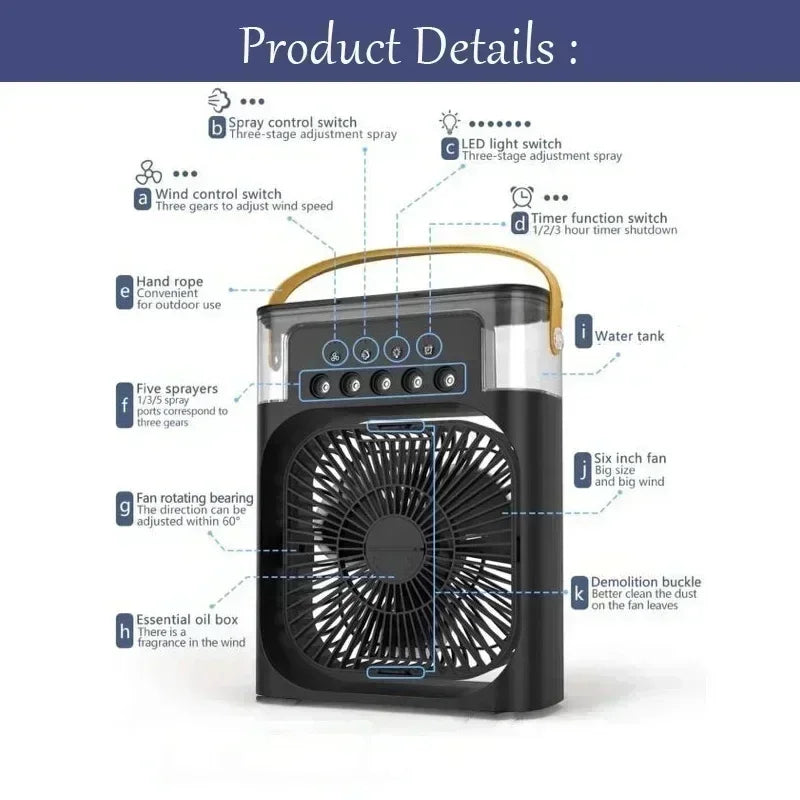 3 em 1 Ventilador Ar Condicionado Doméstico Mini Refrigerador de Ar